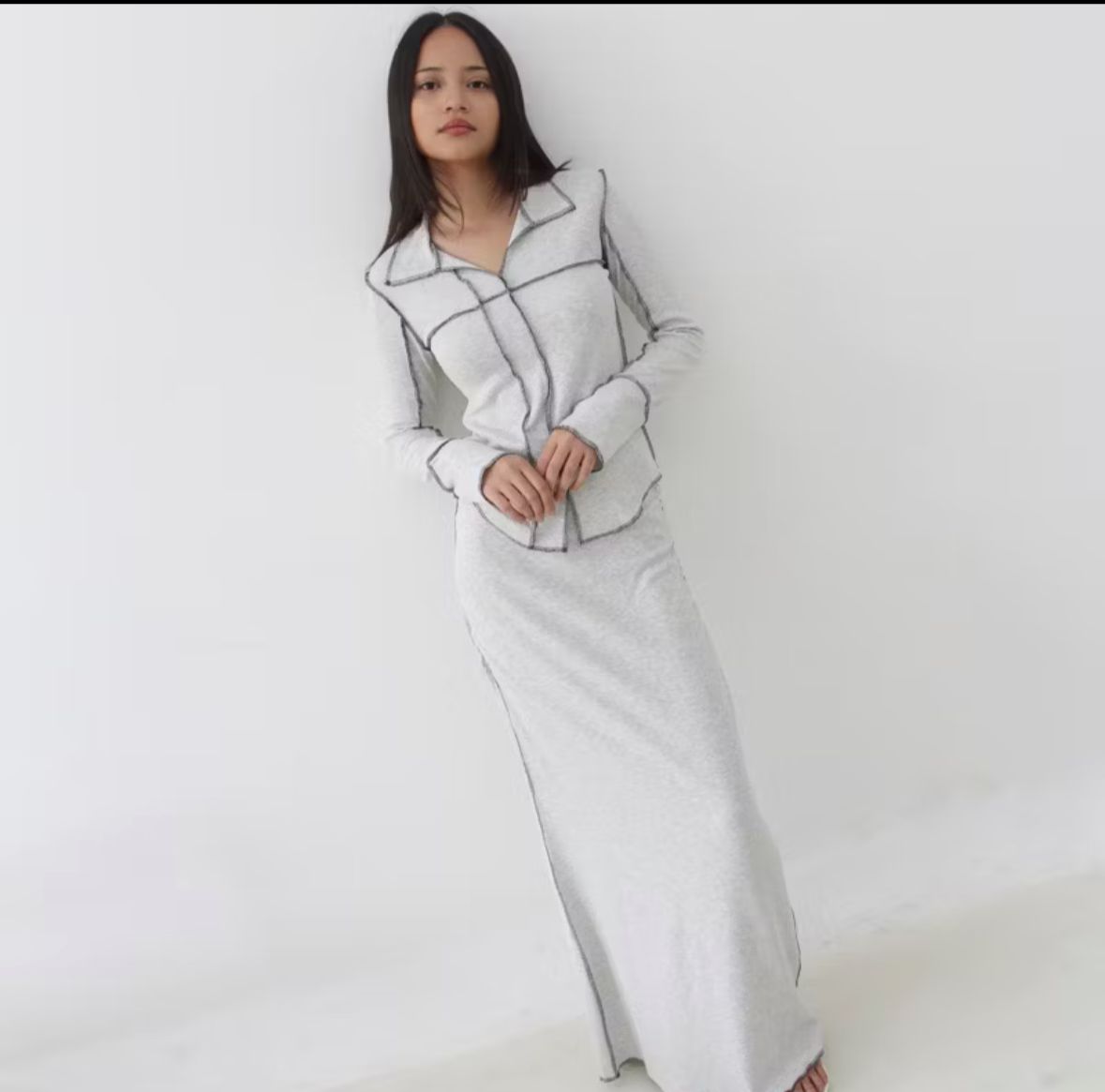 Setelan Wanita Lengan Panjang Rib Knit Premium